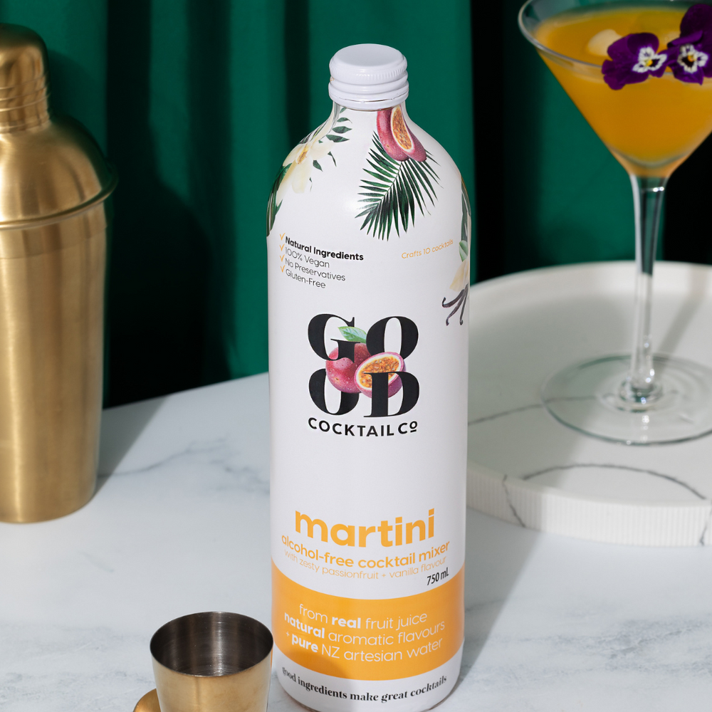 Martini with passionfruit + vanilla