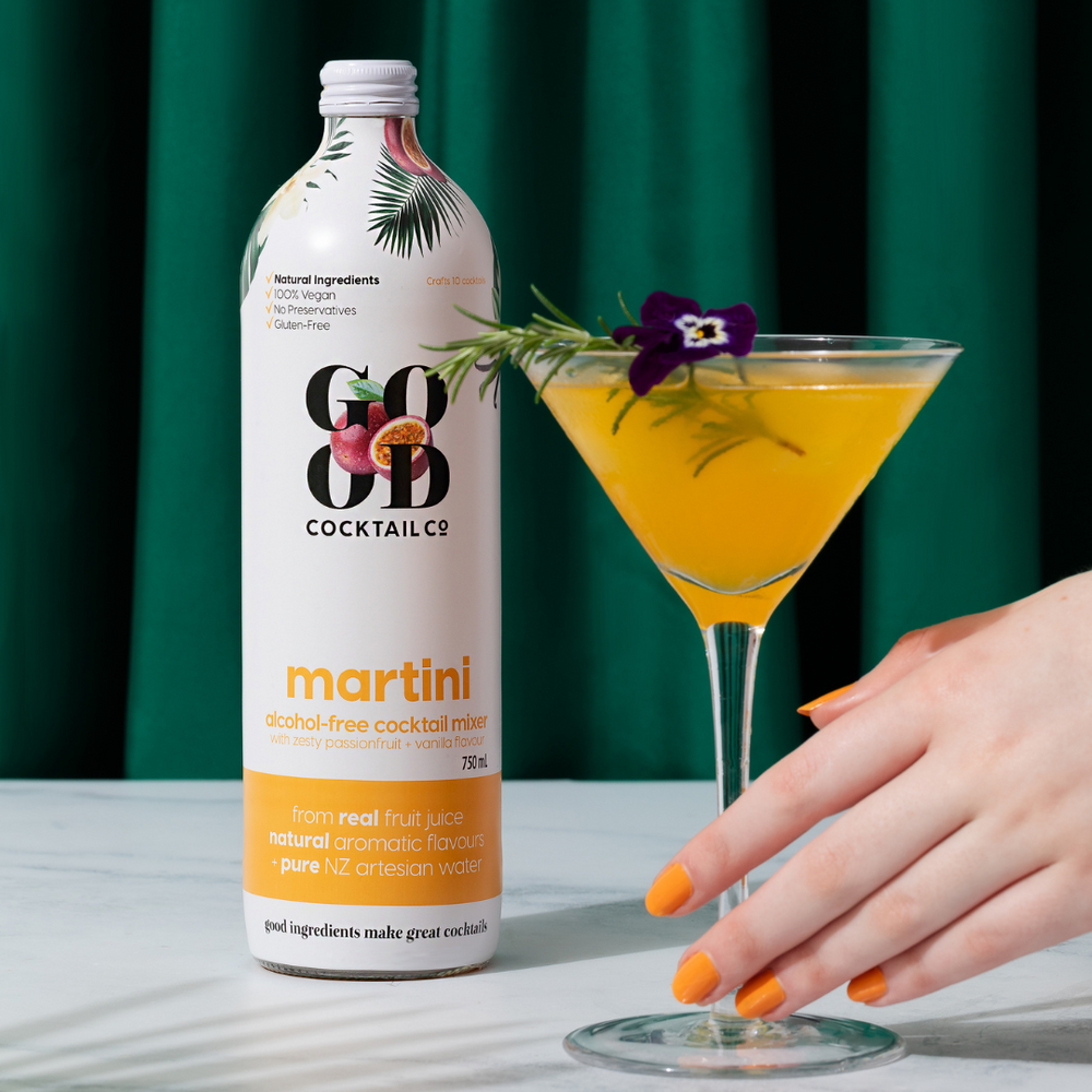 Martini with passionfruit + vanilla