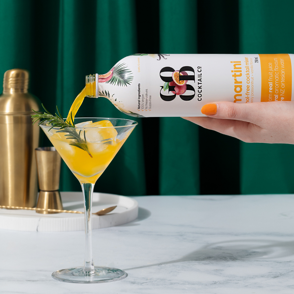 Martini with passionfruit + vanilla