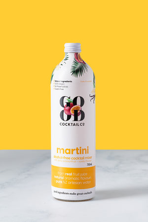 Martini with passionfruit + vanilla